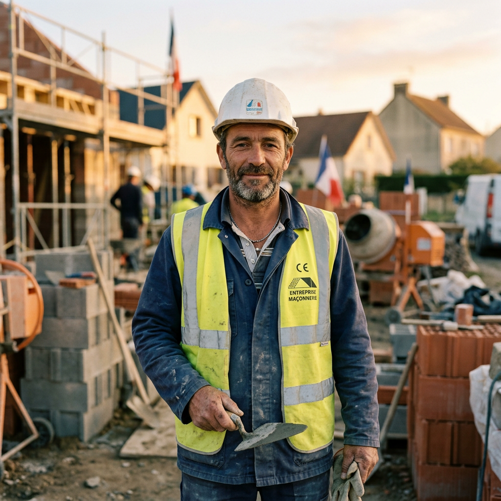 Maçon sur un chantier de construction