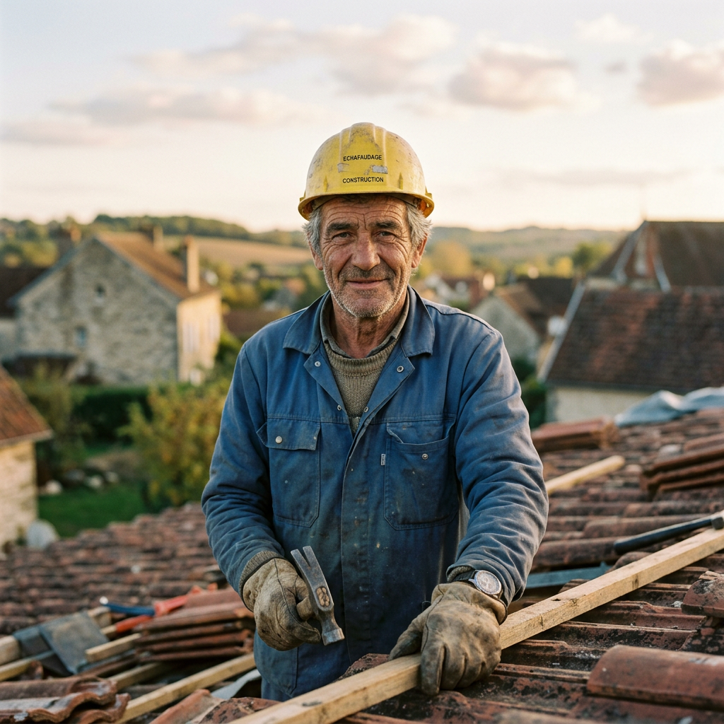 Couvreur sur un chantier de toiture